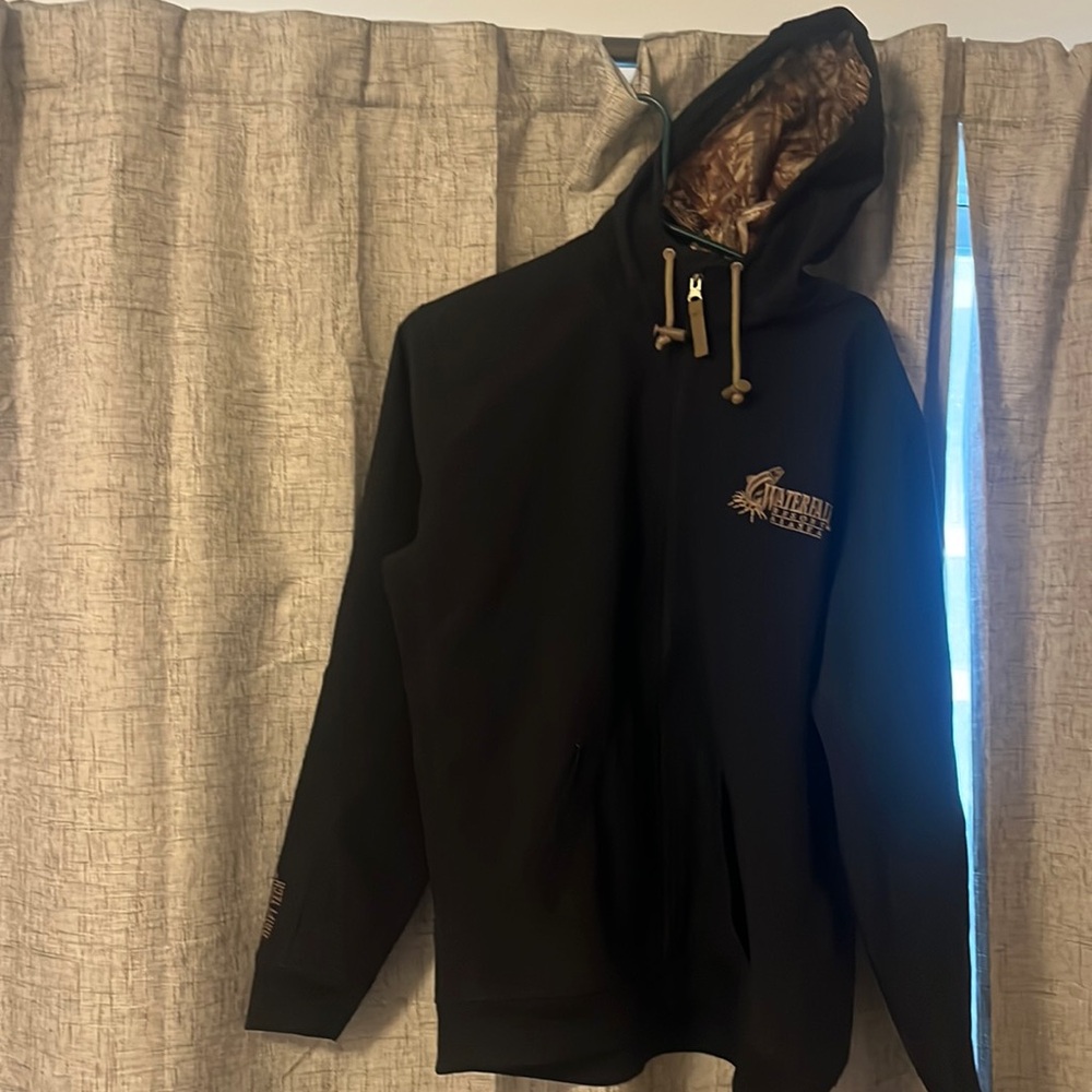 Drift creek/waterfall resort Alaska black and camo sweatshirt
